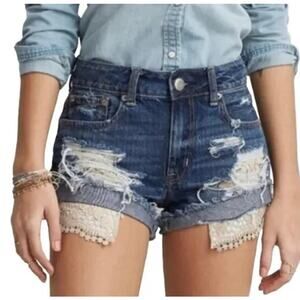 American Eagle Women's High rise Festival distressed shorts size 8
